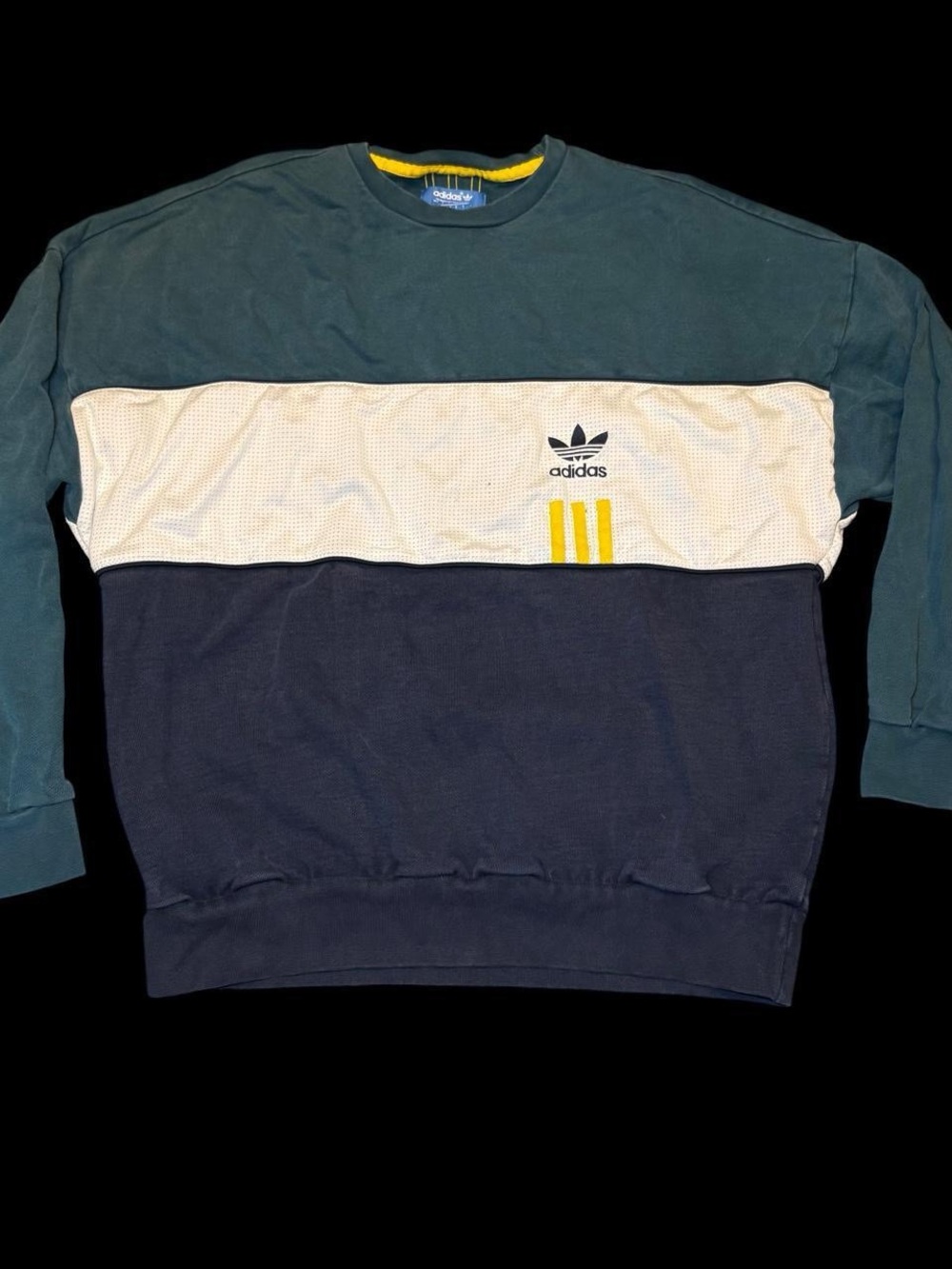 adidas Men’s Colorblock Crewneck Sweatshirt - Green/White/Navy